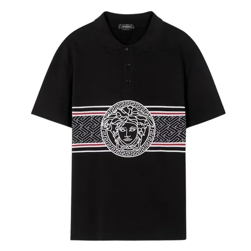 Áo Polo Nam Versace Black With Logo Medusa Embroidered 1A06075 1008495 Màu Đen