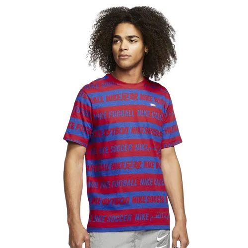 Áo Thun Nam Nike Men's Soccer/Futsal Short Sleeve Shirt FC Seasonal BL Tshirt CD0166 Màu Xanh Phối Đỏ Size M