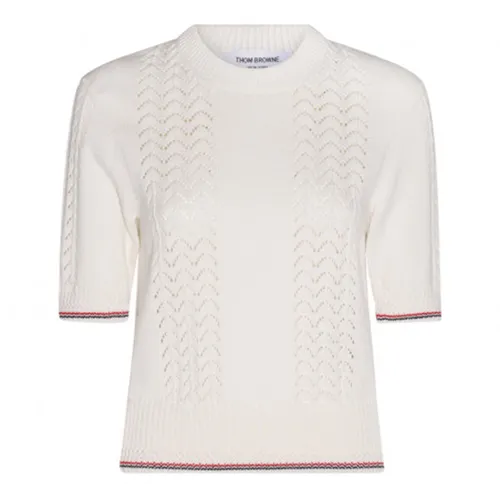 Áo Thun Nữ Thom Browne Pointelle Knitted Tshirt Màu Trắng Size 42