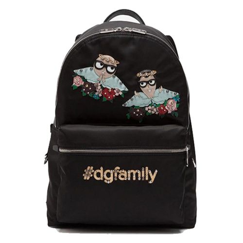 Balo Unisex Dolce & Gabbana D&G Vulcano Backpack In Nylon With Designers' Patches In Black Màu Đen