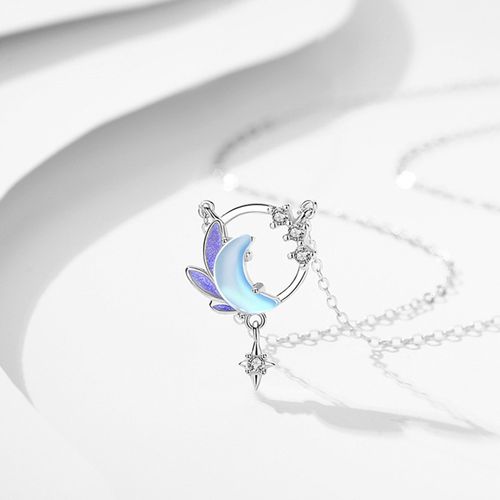 Dây Chuyền Nữ Lili Jewelry Bạc Đính Pha Lê Aurora Mặt Trăng Cách Điệu Lili_545817 Màu Xanh Bạc-2