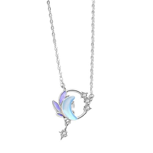 Dây Chuyền Nữ Lili Jewelry Bạc Đính Pha Lê Aurora Mặt Trăng Cách Điệu Lili_545817 Màu Xanh Bạc-1