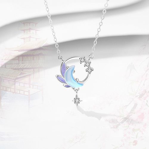 Dây Chuyền Nữ Lili Jewelry Bạc Đính Pha Lê Aurora Mặt Trăng Cách Điệu Lili_545817 Màu Xanh Bạc-3