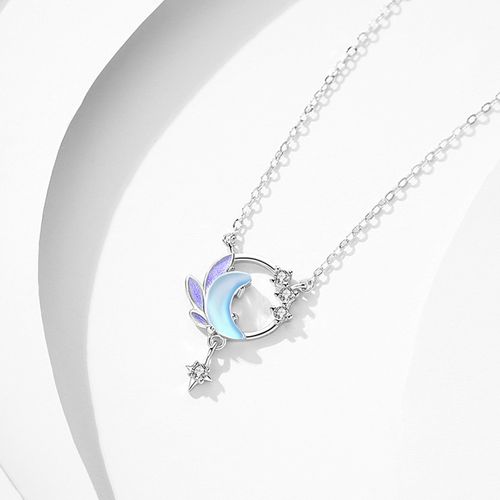Dây Chuyền Nữ Lili Jewelry Bạc Đính Pha Lê Aurora Mặt Trăng Cách Điệu Lili_545817 Màu Xanh Bạc-4