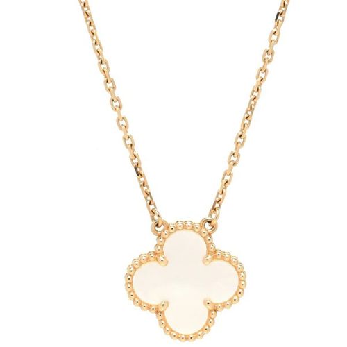 Dây Chuyền Nữ Van Cleef & Arpels Mother Of Pearl Vintage Alhambra Pendant Necklace 18K Yellow Gold Màu Vàng