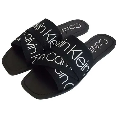 Dép Calvin Klein - Dép Nữ Calvin Klein CK Bainy Flat Sandals In IVMFB Màu Đen Size 36 - Vua Hàng Hiệu