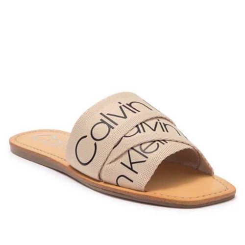 Dép Nữ Calvin Klein CK Bainy Flat Sandals In IVMFB Màu Nâu Be-1
