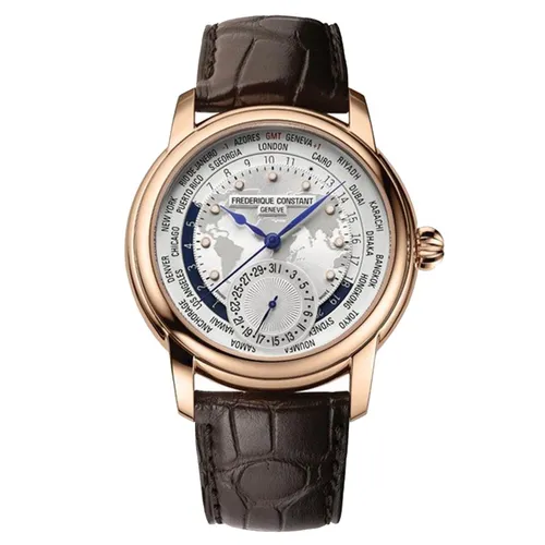 Đồng Hồ Nam Frederique Constant Worldtimer FC-718WM4H4 Màu Trắng Nâu