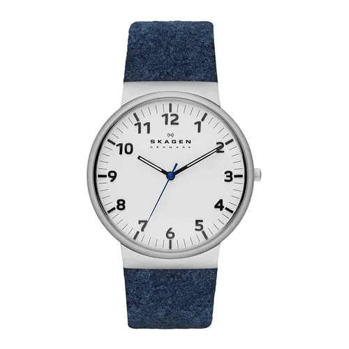Đồng hồ Thép không gỉ, dây da Máy Quartz (Pin) Thép không gỉ/Mạ PVD - Đồng Hồ Nam Skagen SKW6098 Màu Xanh Navy - Vua Hàng Hiệu