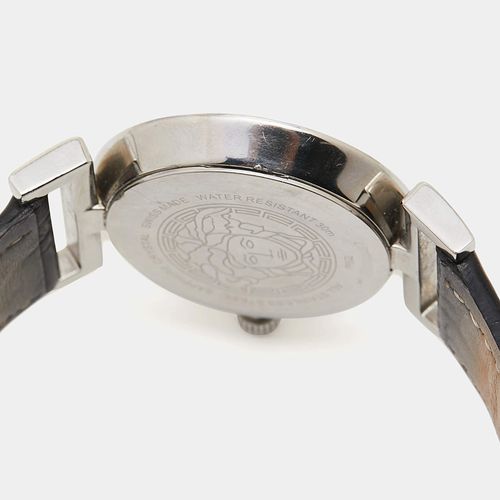 Đồng Hồ Nữ Versace Black Stainless Steel Leather Vanity P5Q Women's Wristwatch 35mm Màu Đen-2