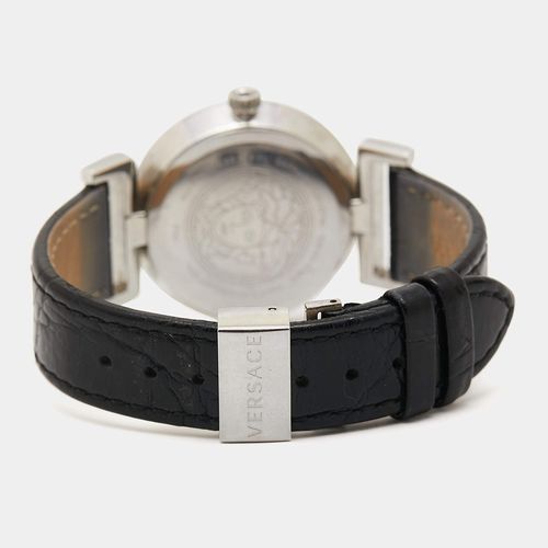 Đồng Hồ Nữ Versace Black Stainless Steel Leather Vanity P5Q Women's Wristwatch 35mm Màu Đen-3