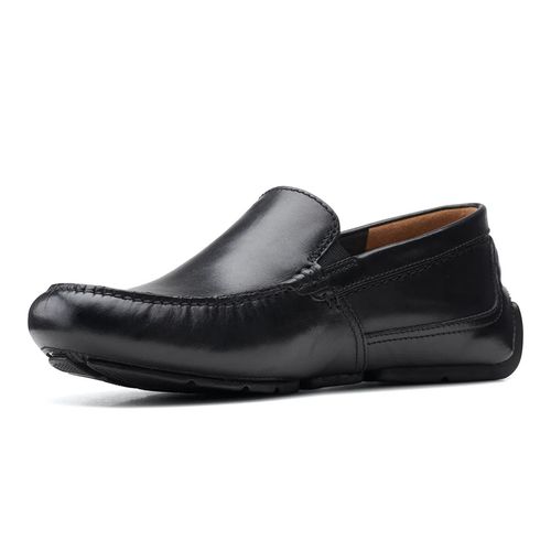 Giày Lười Nam Clarks Markman Plain Black Leather Màu Đen Size 41