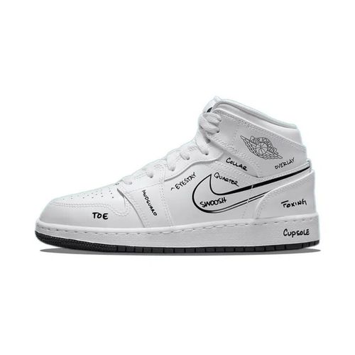 Giày Thể Thao Nike Air Jordan 1 Mid “Schematic” DQ1864 100 Màu Trắng Đen Size 38-4