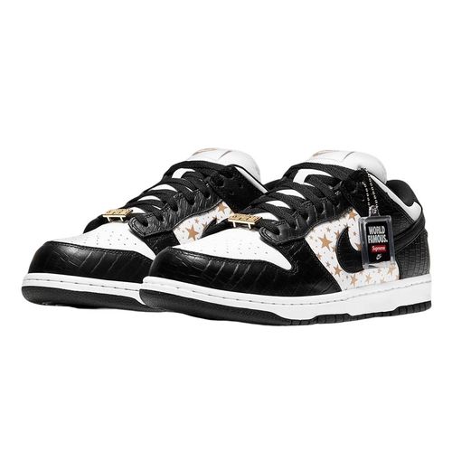 Giày Thể Thao Supreme x Nike SB Dunk Low OG QS Gold Stars DH3228-102 Màu Đen Phối Trắng Size 41-1