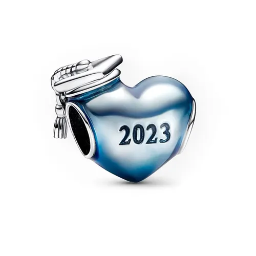Trang sức - Hạt Vòng Charm Pandora Blue 2023 Graduation Heart Charm 792590C01 Màu Xanh Blue - Vua Hàng Hiệu