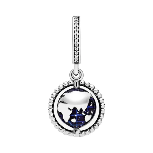 Hạt Vòng Charm Pandora Spinning Globe Dangle 798021CZ Màu Bạc Xanh - Trang sức - Vua Hàng Hiệu