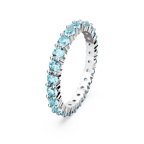 Nhẫn Nữ Swarovski Matrix Ring Round Cut Blue Rhodium Plated 5658673 Màu Bạc Xanh Size 50