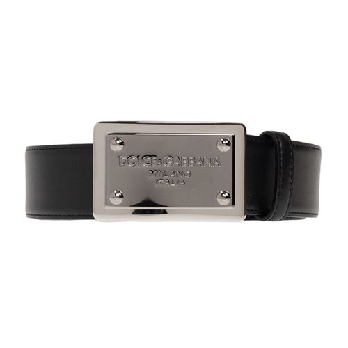 Thắt Lưng Nam Dolce & Gabbana D&G Black Leather Square Logo Buckle BC4777 AW576 80999 Màu Đen Size 90