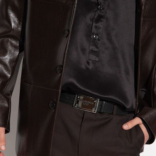 Thắt Lưng Nam Dolce & Gabbana D&G Black Leather Square Logo Buckle BC4777 AW576 80999 Màu Đen Size 95-4