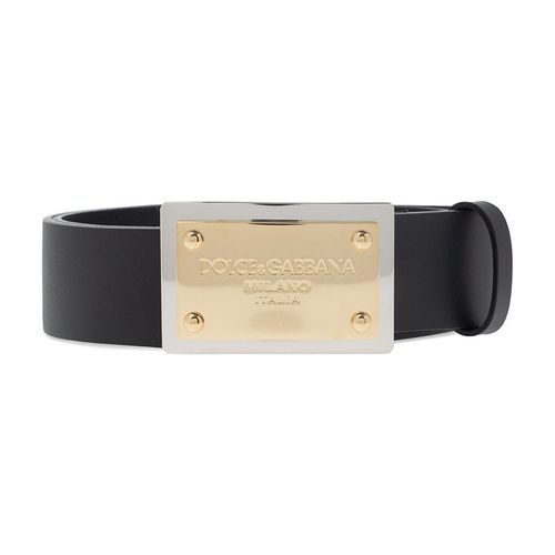 Thắt Lưng Nam Dolce & Gabbana D&G Black Leather With Logo Plate Buckle BC4676 AX622 80999 Màu Đen