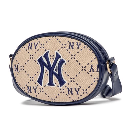 Túi Đeo Chéo MLB Kids Monogram Jacquard Rattan Cross Bag New York Yankees 7ACRMD233-50BGD Màu Kem/Xanh-4