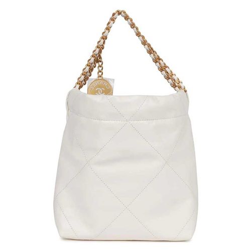 Túi Đeo Chéo Nữ Chanel Mini 22 Bag White Calfskin Gold Hardware Màu Trắng-5