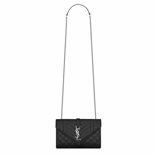 Túi Đeo Chéo Nữ Yves Saint Laurent YSL Envelope Small Bag In Mix Matelassé Grain De Poudre Embossed Leather Màu Đen