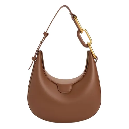Túi Xách Nữ Charles & Keith CNK Kora Metallic-Accent Handle Moon Bag CK2-40781747 Màu Nâu