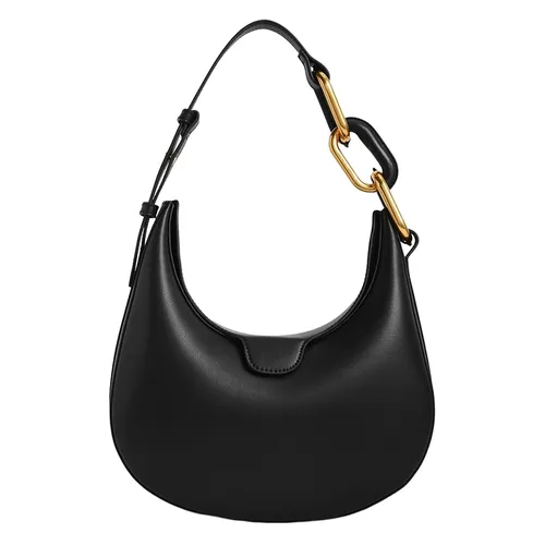 Túi Xách Nữ Charles & Keith CNK Kora Metallic-Accent Handle Moon Bag CK2-40781747 Màu Đen