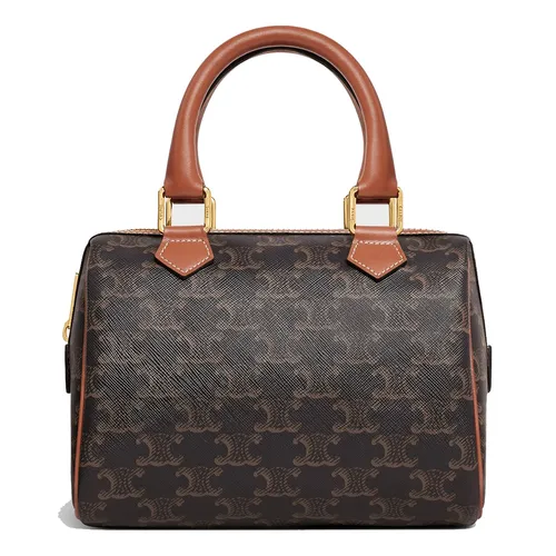 Túi xách Celine - Túi Xách Nữ Celine Small Boston In Triomphe Canvas And Calfskin Màu Đen Nâu - Vua Hàng Hiệu