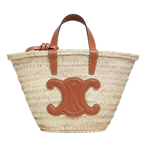 Túi xách - Túi Xách Nữ Celine Teen Triomphe Classic Panier In Palm Leaves And Calfskin Tan 194002EFA.04LU Màu Nâu Trắng - Vua Hàng Hiệu
