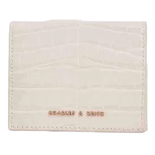 Ví Nữ Charles & Keith CNK Croc-Effect Small Wallet CK6-10701003 Màu Trắng