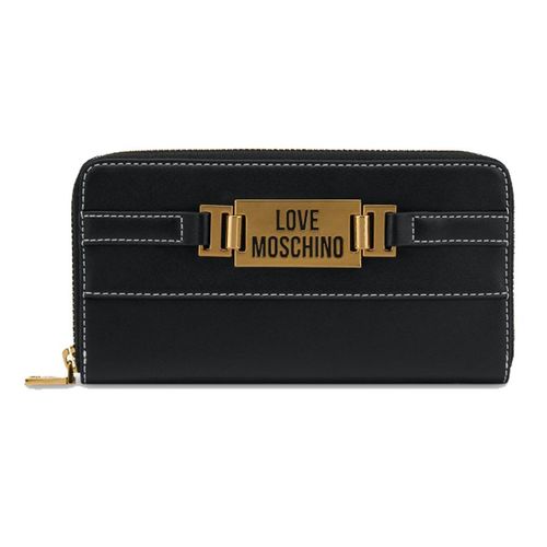 Ví Nữ Moschino Love Moschino Plaque Line Black Faux Leather Zip Around Wallet JC5607PP0DKB0000 Màu Đen