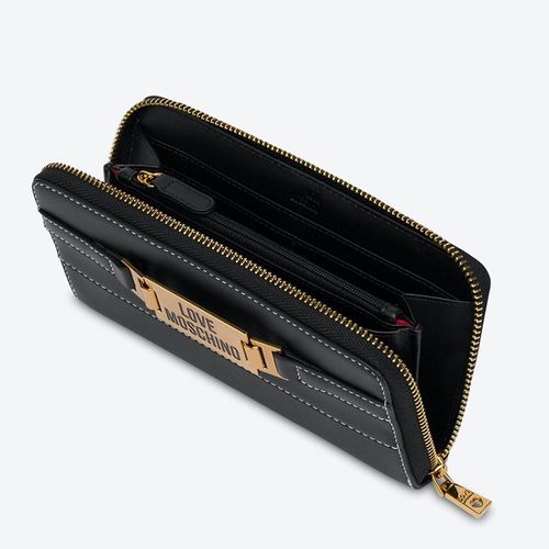 Ví Nữ Moschino Love Moschino Plaque Line Black Faux Leather Zip Around Wallet JC5607PP0DKB0000 Màu Đen-3