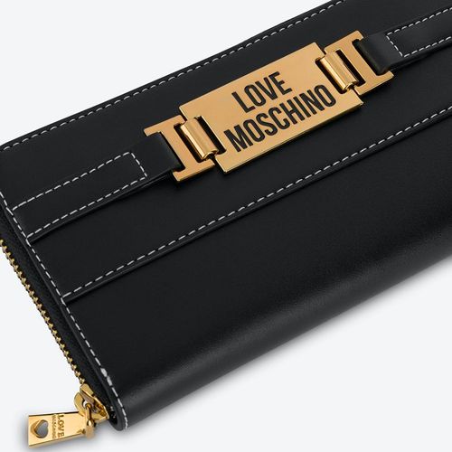 Ví Nữ Moschino Love Moschino Plaque Line Black Faux Leather Zip Around Wallet JC5607PP0DKB0000 Màu Đen-4