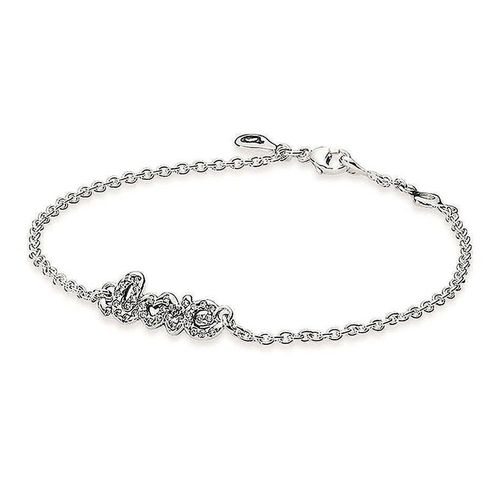 Vòng Đeo Tay Pandora Signature Of Love Clear Cubic Zirconia Bracelet 590510CZ Màu Bạc Size 16