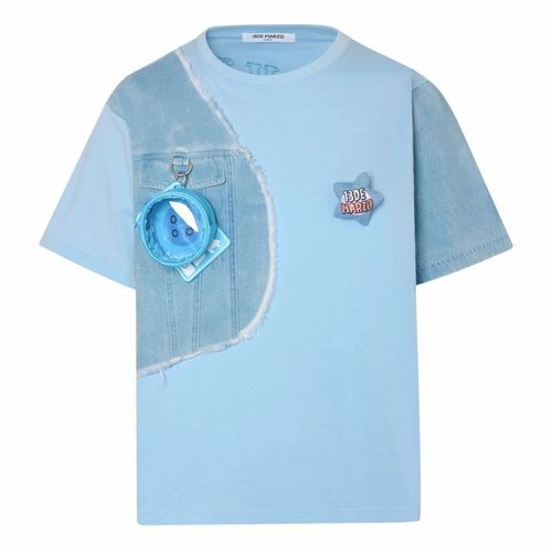 Áo Phông 13 De Marzo Blue Palda Bear Denim Patchwork T-Shirt FR-JX-660 Màu Xanh Blue Size M-1