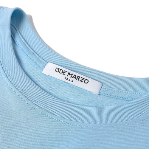 Áo Phông 13 De Marzo Blue Palda Bear Denim Patchwork T-Shirt FR-JX-660 Màu Xanh Blue Size M-5