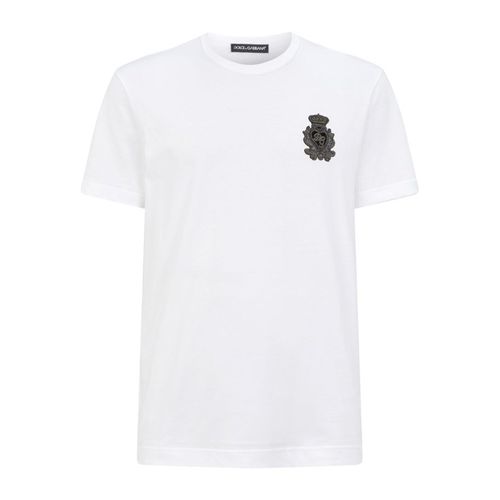 Áo Phông Nam Dolce & Gabbana D&G Crown Applique Tshirt Màu Trắng-1