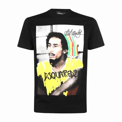 Áo Phông Nam Dsquared2 Tshirt Black With Bob Marley Printed S71GD1250 S23009 900 Màu Đen