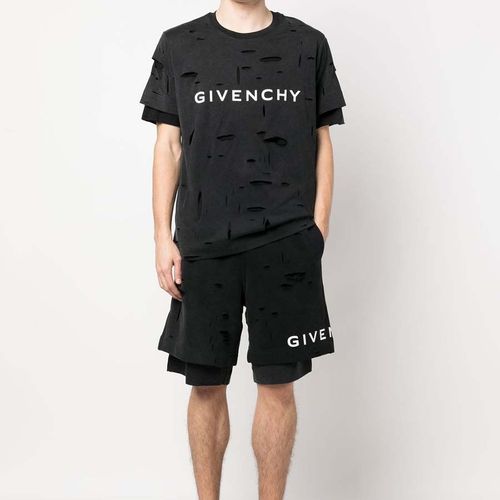 Áo Phông Nam Givenchy Logo Print Short Sleeve TShirt Màu Đen-2