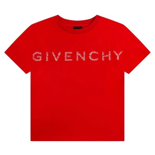 Áo Phông Trẻ Em Givenchy Red With Logo Embroidered Tshirt H25382/991 Màu Đỏ