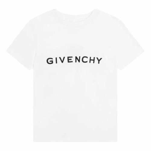 Áo Phông Trẻ Em Givenchy With Logo Printed Tshirt H25373/10B ---WHITE Màu Trắng