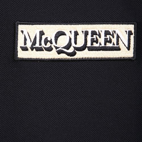 Áo Polo Nam Alexander McQueen Black Logo Patch Embroidered 735286 QUX33 1000 Màu Đen-5