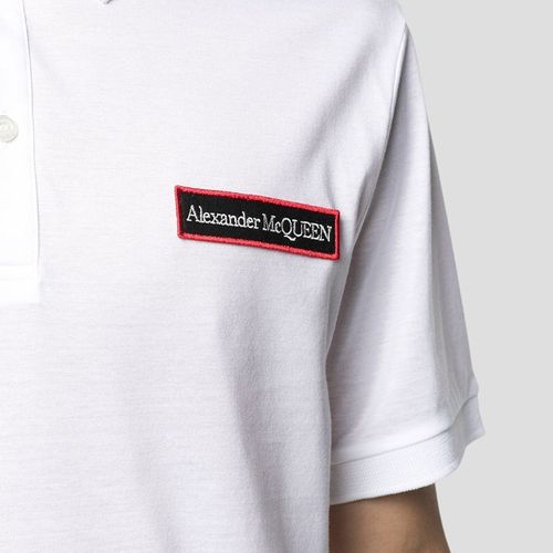 Áo Polo Nam Alexander McQueen White With Logo Embroidered 650420 QQX01 9000 Màu Trắng-5