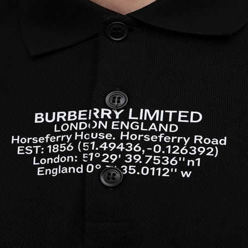 Áo Polo Nam Burberry Limited Black Logo Print Short Sleeve Polo Shirt Màu Đen-5