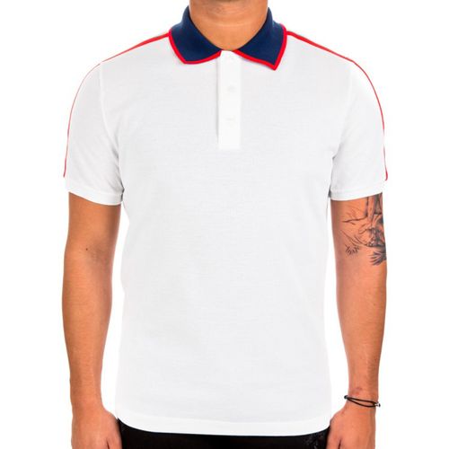 Áo Polo Nam Gucci Logo Ribbon Stripe Cotton Polo Shirt Màu Trắng-4