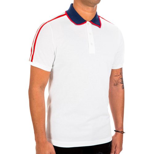 Áo Polo Nam Gucci Logo Ribbon Stripe Cotton Polo Shirt Màu Trắng-5