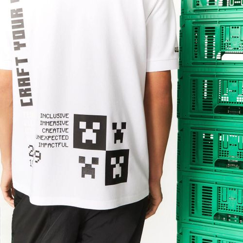 Áo Polo Nam Lacoste  L!ve X Minecraft Loose Fit Organic Cotton Polo Shirt PH3816-001 Màu Trắng-7
