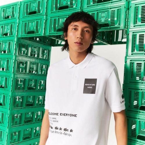 Áo Polo Nam Lacoste  L!ve X Minecraft Loose Fit Organic Cotton Polo Shirt PH3816-001 Màu Trắng-9